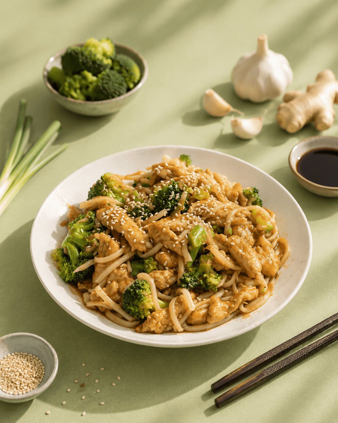 Teriyaki Broccoli Chicken Udon